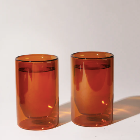 Double Wall Glass - High Borosilicate Glass - Insulated - Amber