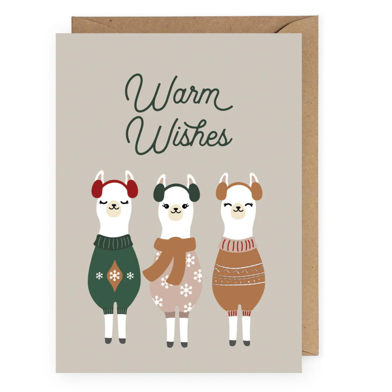 warm wishes llama card