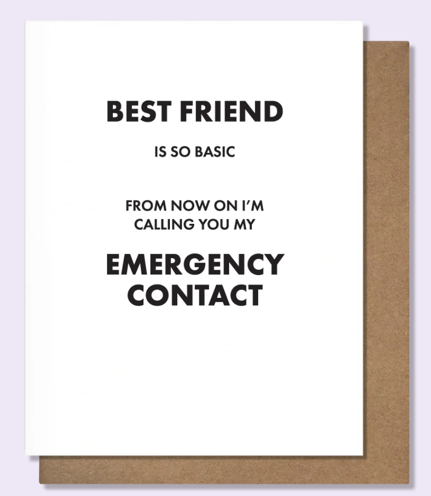emergency contact- friendship card
