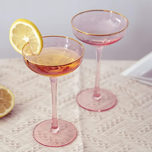 pink coupe champagne glasses
