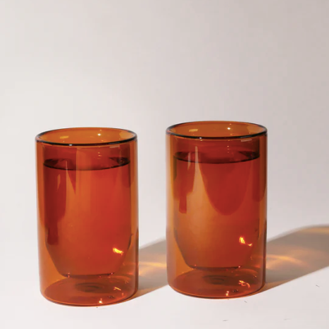 12 oz double-wall amber glass
