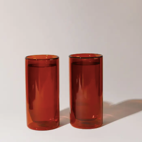 16 oz double-wall amber glass