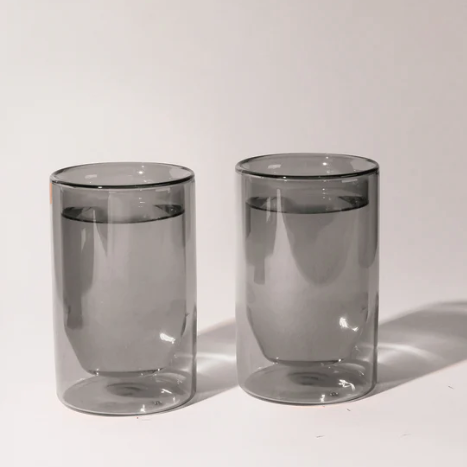12 oz double-wall gray glass